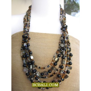 bali handmade necklaces beads multi strand long 